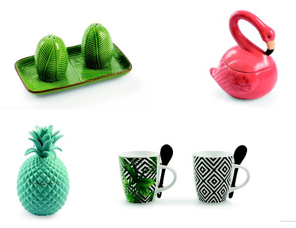 Il tropical e jungle contagia anche i complementi d'arredo e la tavola trendy per quest'estate. Qui di