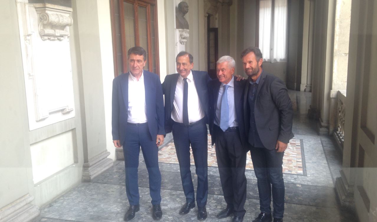 Protagonisti: da sinistra, Beppe Sala, sindaco di Milano, Sangalli, Carlo Cracco, chef.