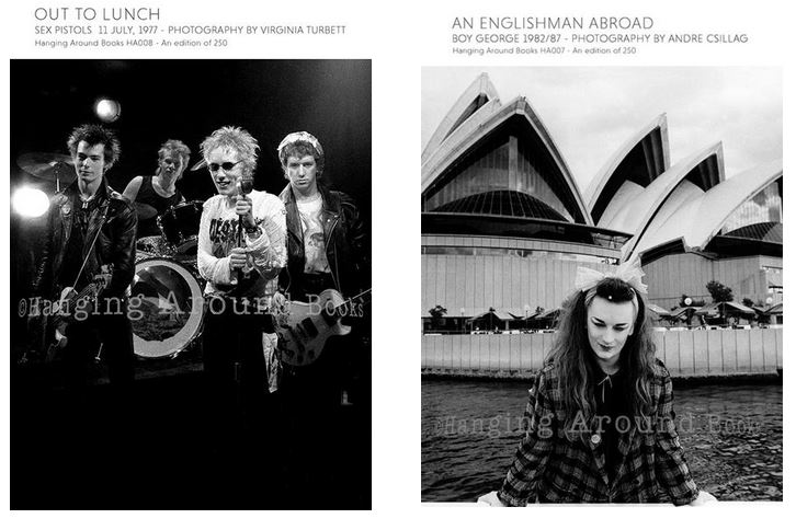 Punk e Post Punk nelle edizioni di HangingAroundBooks. Questi sono due volumi già usciti su Sex Pistols e Boy George.
